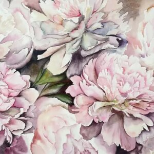 Painted Peonies Printed Edible Icing Sheet