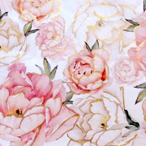 Blush Peonies with gold – Printed Edible Icing Sheet