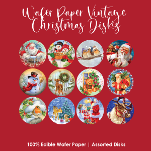 Wafer Paper Vintage Christmas Disks