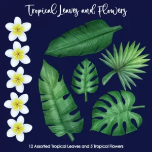 Tropical Leaves & Flowers - Wafer Paper Leaves