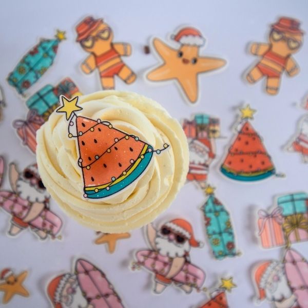 Summer Santa-Wafer Paper Toppers - Image 8