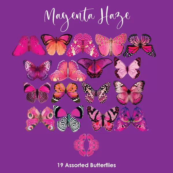 Magenta Haze - Wafer Paper Butterflies
