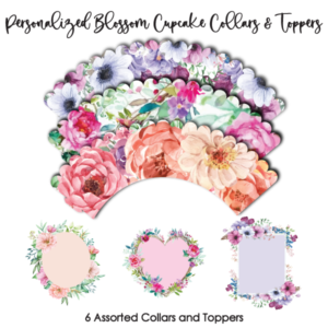 Blooms to Personalise Cupcake Collars & Toppers