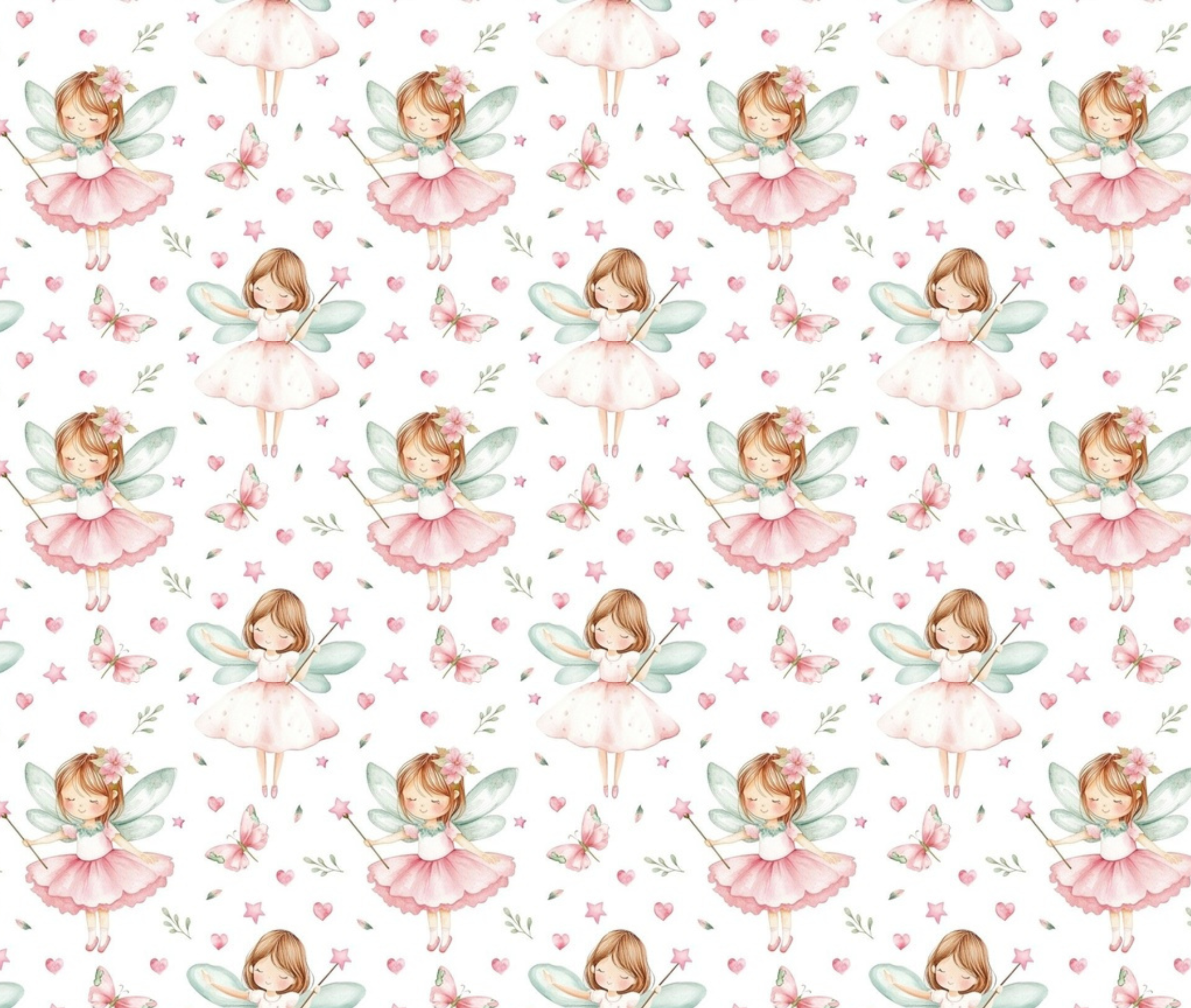 Pink and Green Fairy-Bunting Set